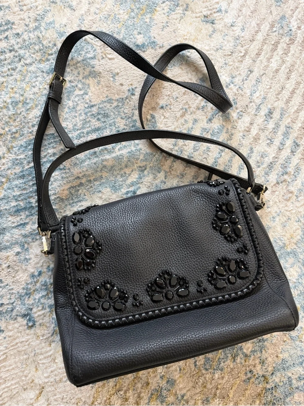 kate spade Black Beaded Leather Shoulder Bag